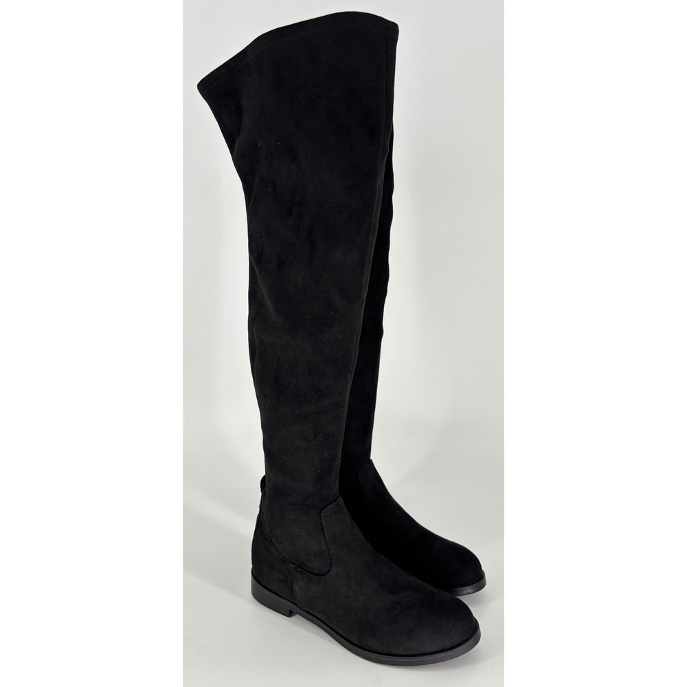 Kenneth Cole Reaction Wanderly Knee High Boots Black Women Size 7 Flat Suede